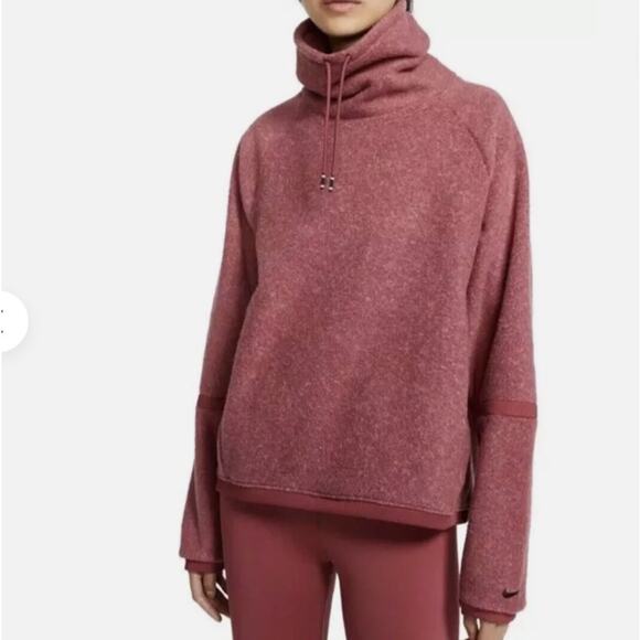 Nike Tops - Nike Therma-FIT Mauve Cowl Neck Fleece Pullover L